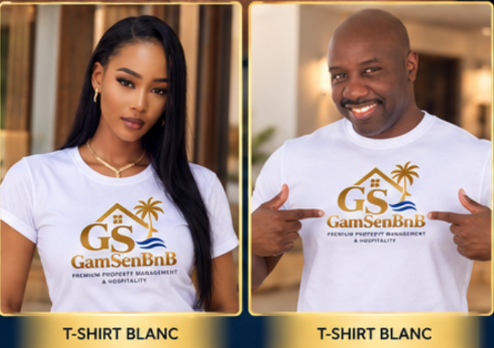 Bocar Sow and Aida Sow wearing GAM SEN BnB white shirts